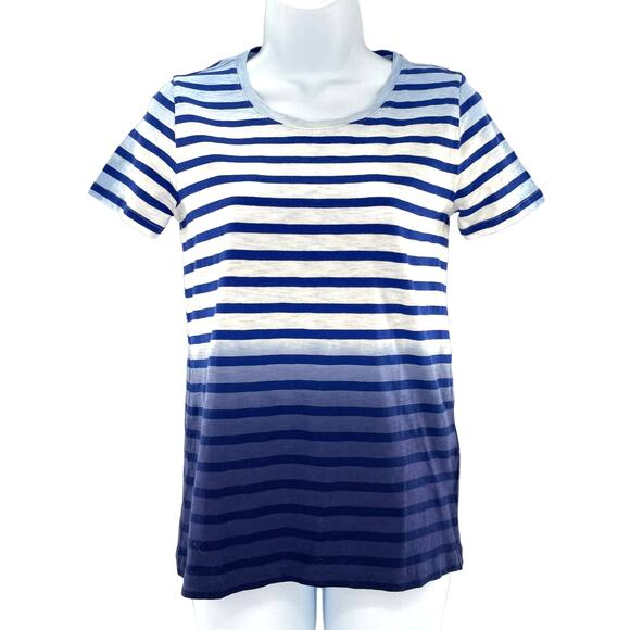 J CREW AN179 Blue White Striped Ombre Short Sleeve Tee Top T-Shirt XS - Picture 2 of 12